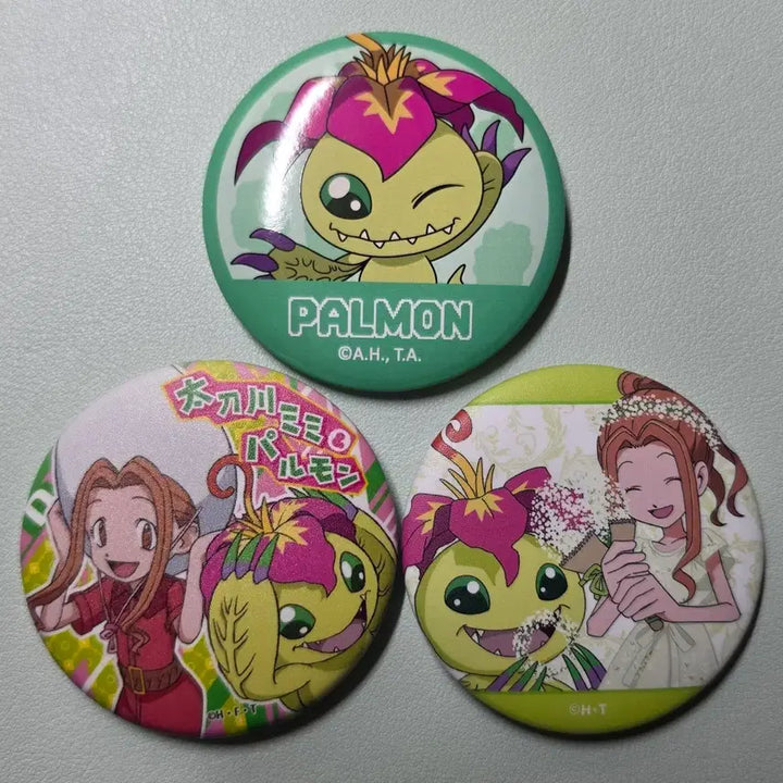 [BUNJANG] Digimon Adventure Mimi &amp; Palmon Bundle Set Can Badges / 디지몬어드벤처 캔뱃지 이미나 팔몬 3개 일괄 판매