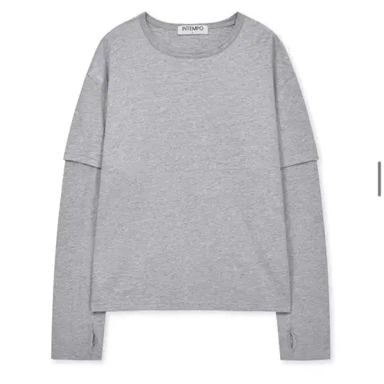 [BUNJANG] Intempo Mood Fuzz Layer Long Sleeve Gray / 인템포무드 퍼즈 레이어 롱 슬리브 그레이