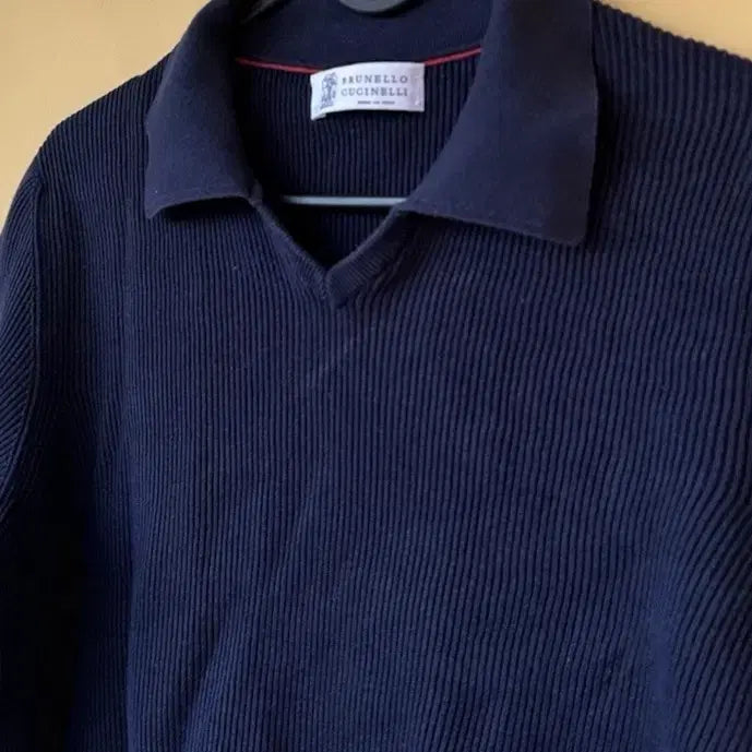 [BUNJANG] Brunello Cucinelli Navy Short Sleeve Knit Top / 브루넬로 쿠치넬리 네이비 반팔 니트 50사이즈(한국100-105)