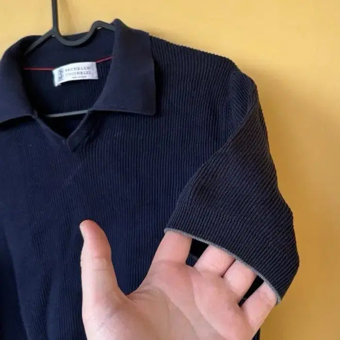 [BUNJANG] Brunello Cucinelli Navy Short Sleeve Knit Top / 브루넬로 쿠치넬리 네이비 반팔 니트 50사이즈(한국100-105)