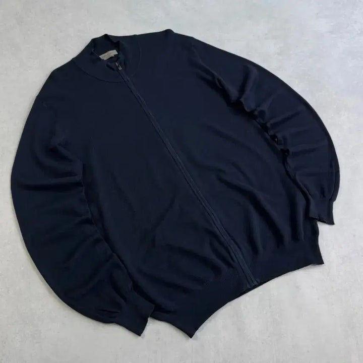 [BUNJANG] Corneliani Navy Knit Zip-Up Cardigan / 꼬르넬리아니 네이비 니트 집업 가디건