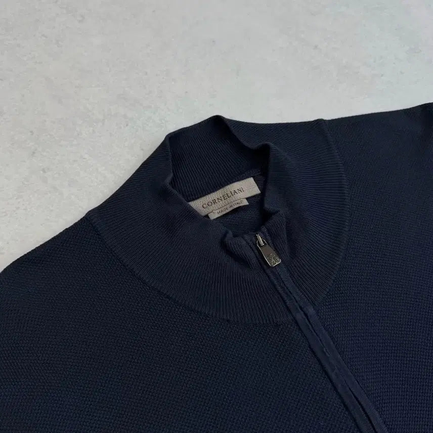 [BUNJANG] Corneliani Navy Knit Zip-Up Cardigan / 꼬르넬리아니 네이비 니트 집업 가디건