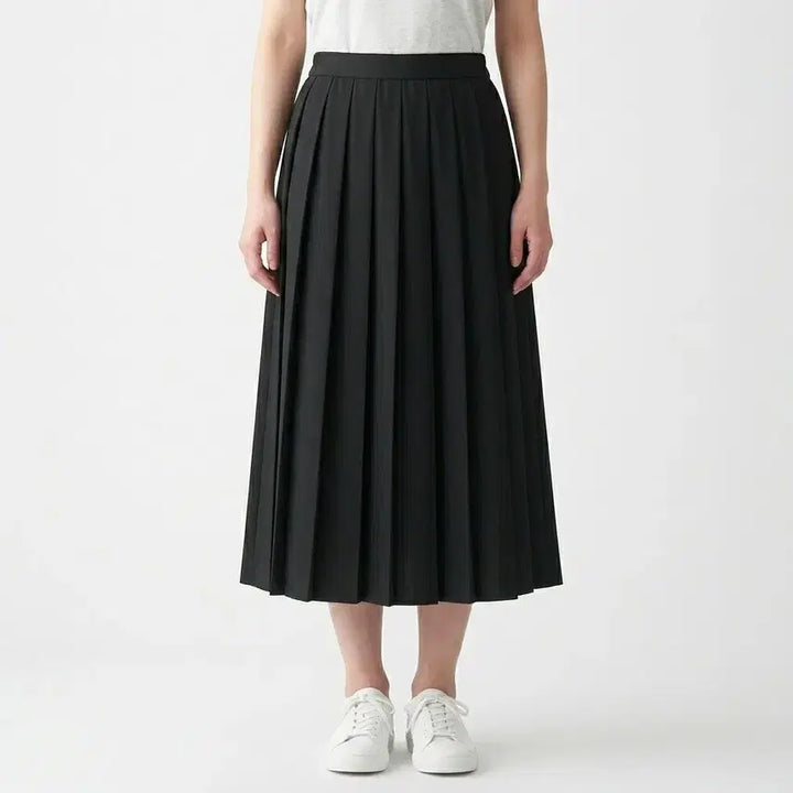 [BUNJANG] GGPX Black Pleated Long Skirt / GGPX 정품/24년식 블랙 플리츠 뒷밴딩 롱 스커트