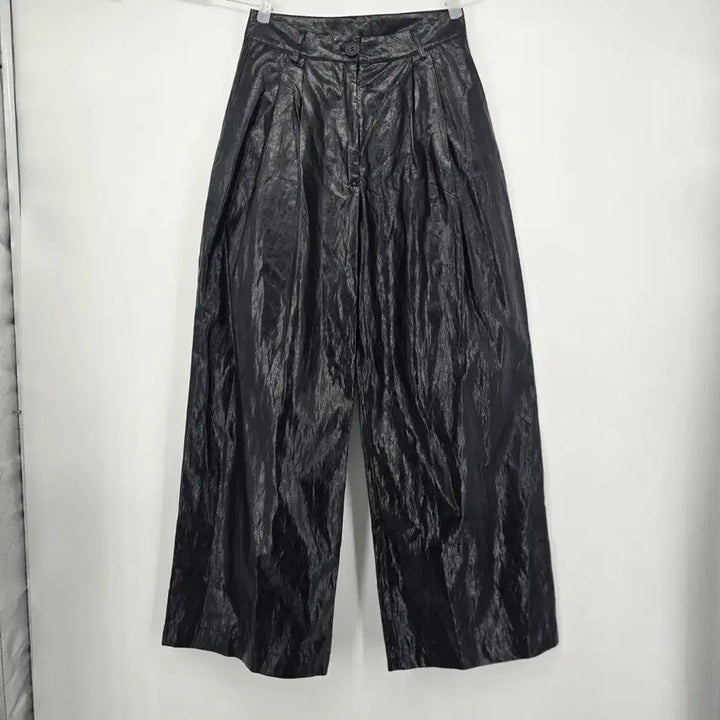 [SOLD OUT] 블랙 광택 와이드 인조 레더 팬츠 [E50617]