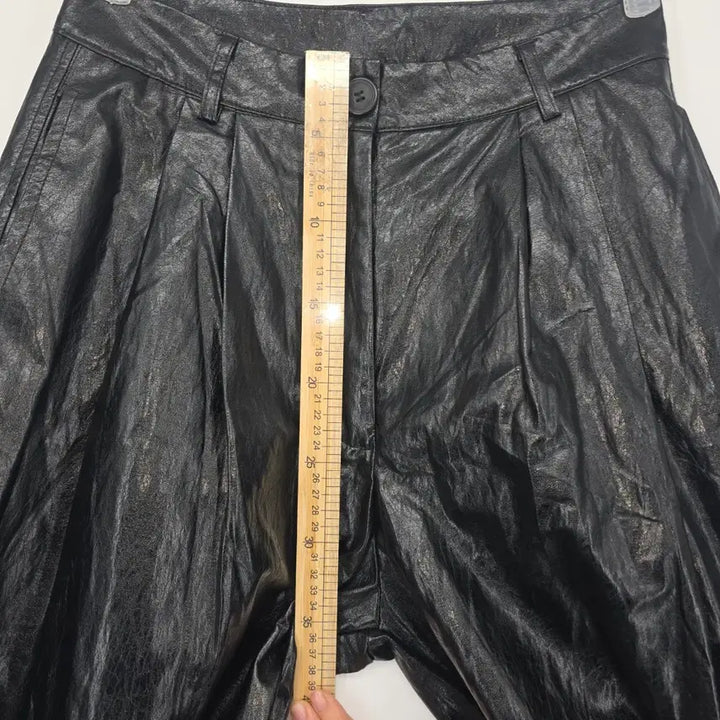 [SOLD OUT] 블랙 광택 와이드 인조 레더 팬츠 [E50617]