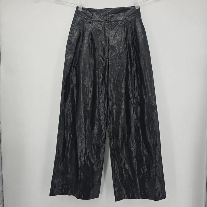 [SOLD OUT] 블랙 광택 와이드 인조 레더 팬츠 [E50617]