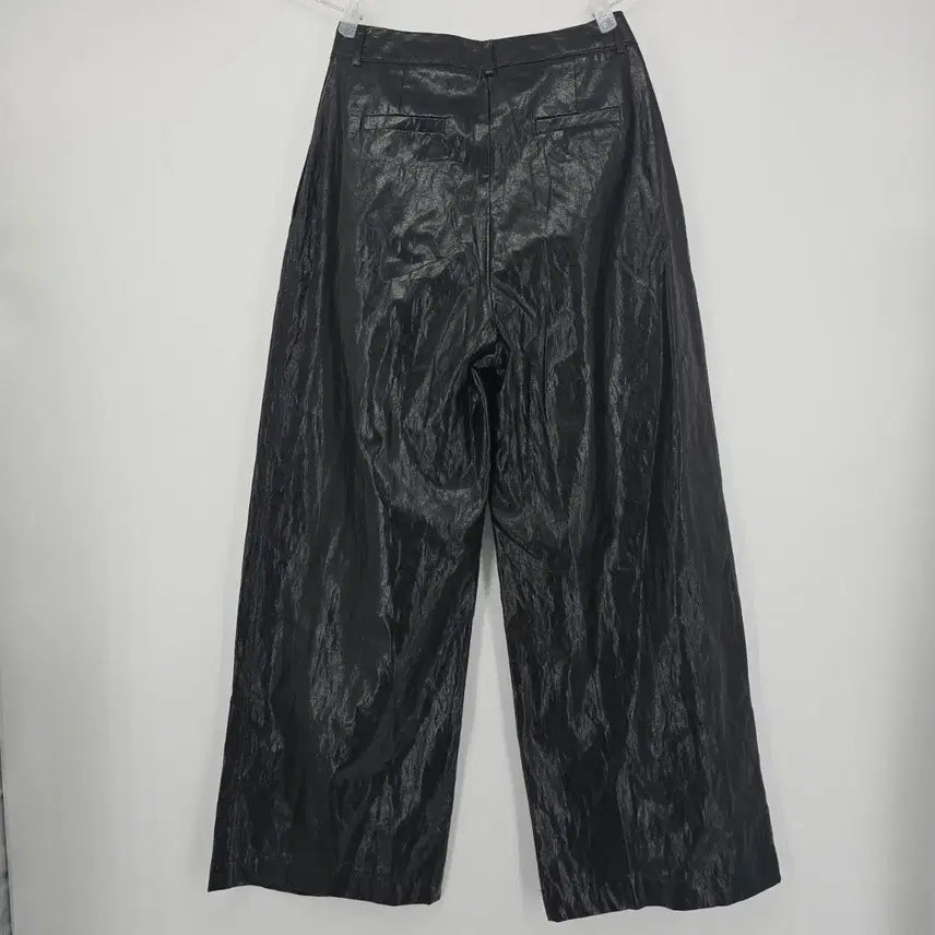 [SOLD OUT] 블랙 광택 와이드 인조 레더 팬츠 [E50617]