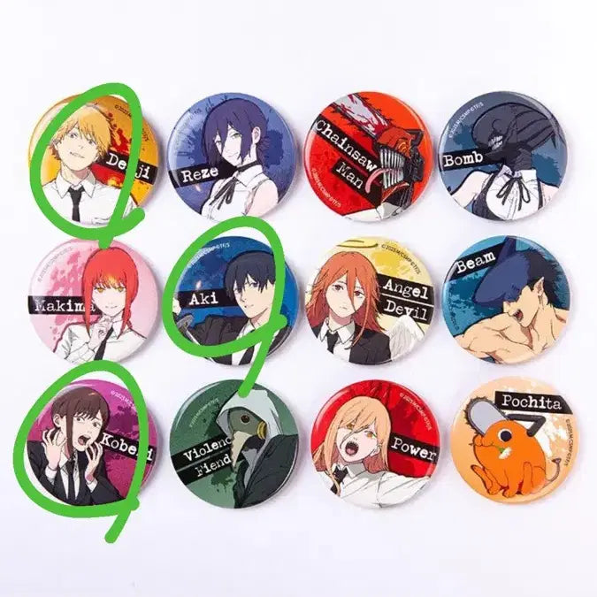 [BUNJANG] Chainsaw Man Reze Arc Bundle Set Badges / 체인소맨 레제편 캔뱃지 덴지, 아키, 코베니 일괄 판매