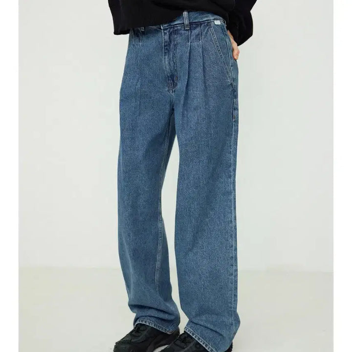 [BUNJANG] LEAU Lonnie Denim Tuck Pants / 로우 (leau) lonnie denim tuck pants