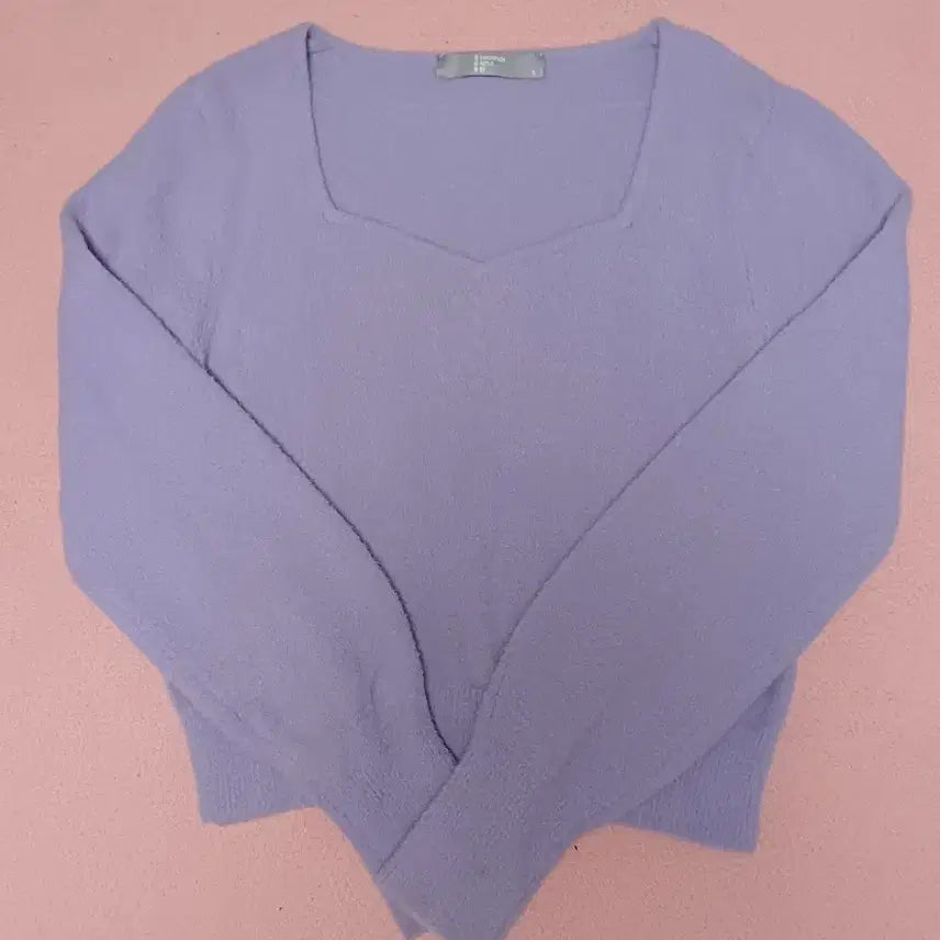 [BUNJANG] 8 Seconds Purple Square Neck Knit Sweater / 에잇세컨즈 퍼플 스퀘어넥 니트