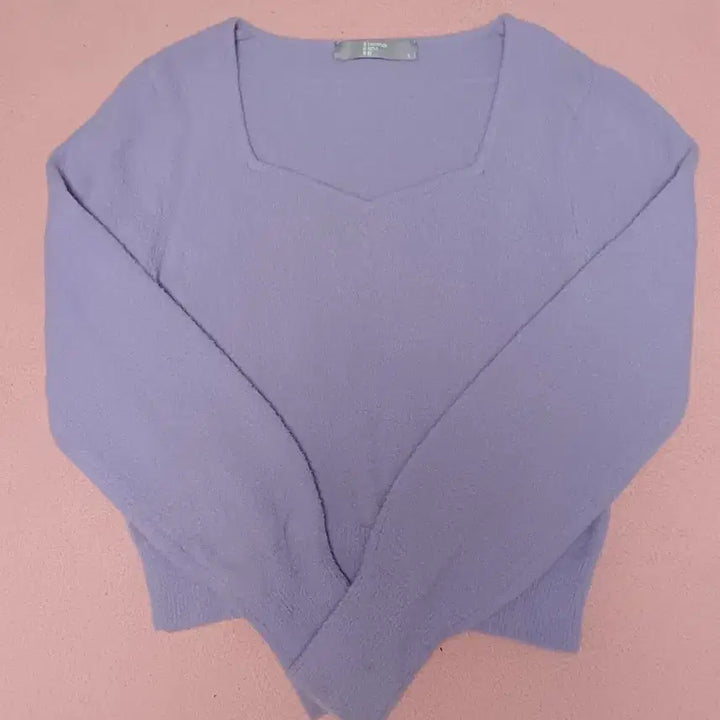 [BUNJANG] 8 Seconds Purple Square Neck Knit Sweater / 에잇세컨즈 퍼플 스퀘어넥 니트