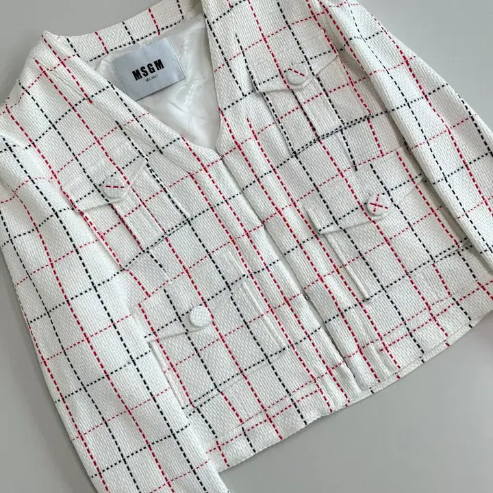[BUNJANG] MSGM Tweed Check Crop Jacket / [정품] MSGM 트위드 체크 크롭 자켓