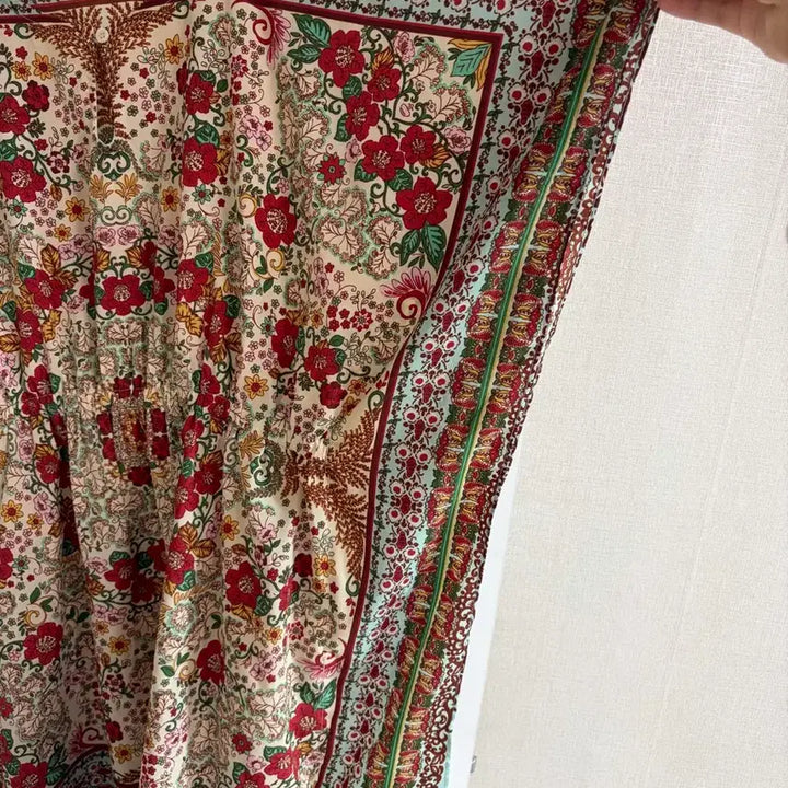 [SOLD OUT] (일본 수입 빈티지)블라우스 티셔츠 가오리 반팔 꽃 38 롱