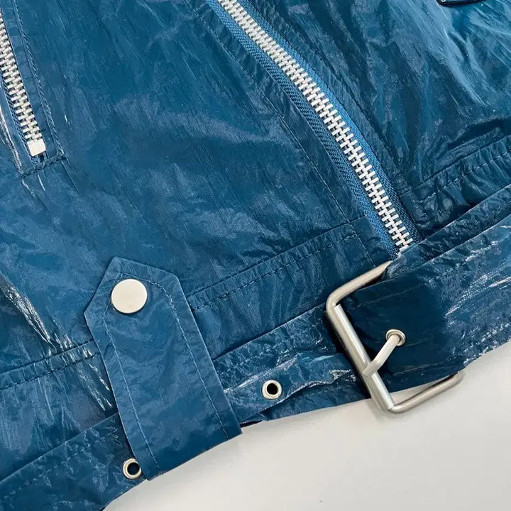 [BUNJANG] People of the World Blue Tie-Back Rider Jacket / [정품] 피플오브더월드 블루 타이백 라이더 자켓