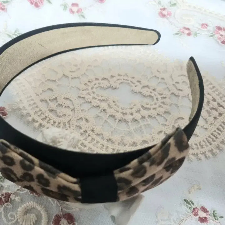 [BUNJANG] Leopard Ribbon Headband / 레오파드 리본 블랙 머리띠(새상품)