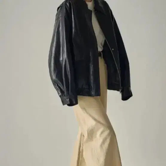 [BUNJANG] Facade Pattern Oversized Leather Blouson / 파사드패턴 오버핏 레더 블루종