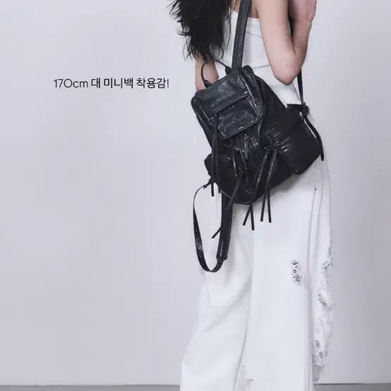 [BUNJANG] trimmingbird Zipper Leather Backpack Mini Charcoal / 트리밍버드 지퍼레더 백팩 미니 차콜