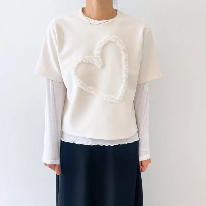 [BUNJANG] Heart Short Sleeve T-shirt / 하트반팔티