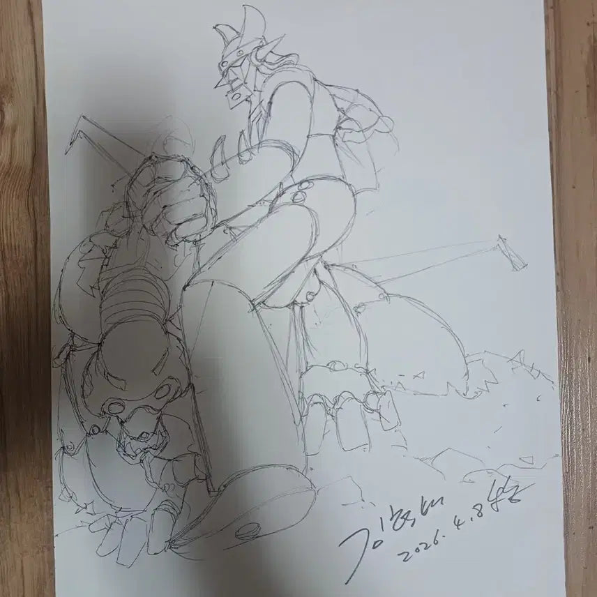 [BUNJANG] Kim Hyung-bae Robot Taekwon V Original Sketch / 로보트 태권브이 김형배 선생님 원화