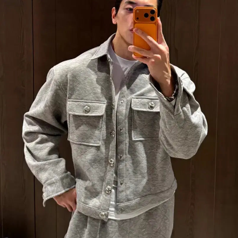 [BUNJANG] Rapinato Etoile Quilted Trucker Jacket Gray / 라피나토 애뚜알 퀄팅 트러커 자켓 그레이 48사이즈 판매