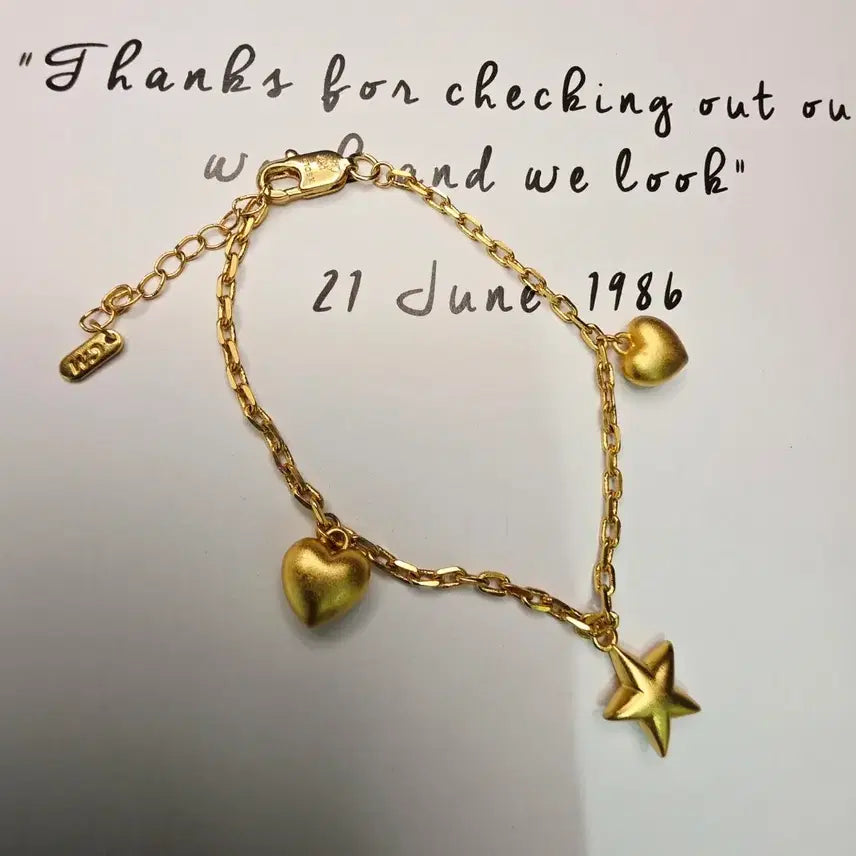 [BUNJANG] Star and Heart Charm Bracelet (24K Gold Plated) / 별장식 하트팔찌 (24k특수도금)