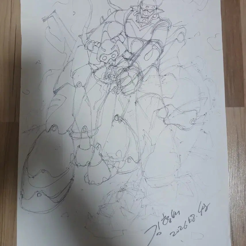 [BUNJANG] Kim Hyung-bae Robot Taekwon V Original Sketch (A3) / 로보트 태권브이 김형배 선생님 원화3