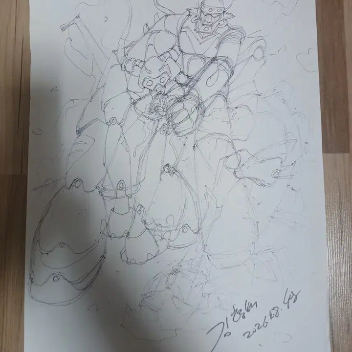 [BUNJANG] Kim Hyung-bae Robot Taekwon V Original Sketch (A3) / 로보트 태권브이 김형배 선생님 원화3