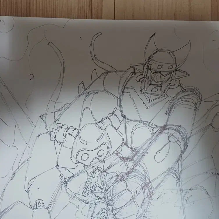 [BUNJANG] Kim Hyung-bae Robot Taekwon V Original Sketch (A3) / 로보트 태권브이 김형배 선생님 원화3