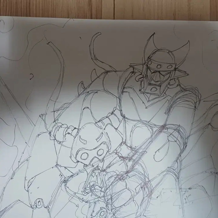 [BUNJANG] Kim Hyung-bae Robot Taekwon V Original Sketch (A3) / 로보트 태권브이 김형배 선생님 원화3