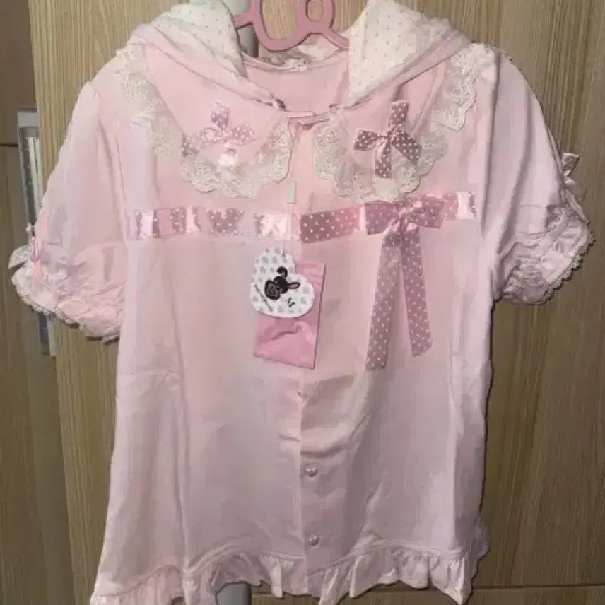 [BUNJANG] Detachable Hood Rabbit Ear Pink Hoodie / 로리타 양산형 토끼귀 핑크 탈부착 후드 s