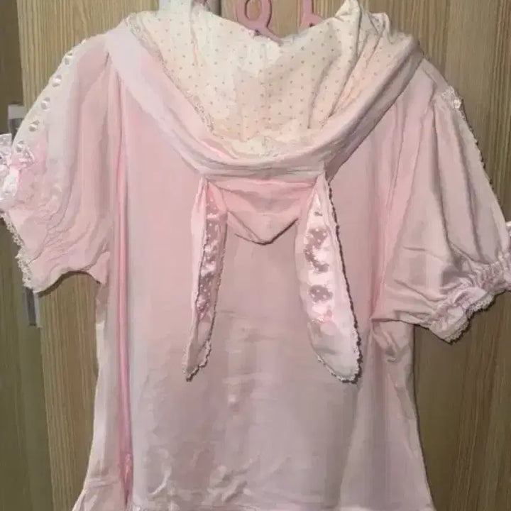 [BUNJANG] Detachable Hood Rabbit Ear Pink Hoodie / 로리타 양산형 토끼귀 핑크 탈부착 후드 s