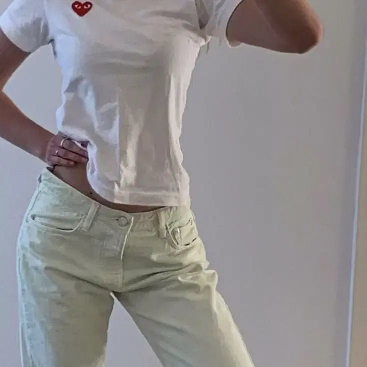 [BUNJANG] Comme des Garcons Play Heart Logo T-shirt / 꼼데가르송 플레이 반팔 티셔츠 화이트/블랙