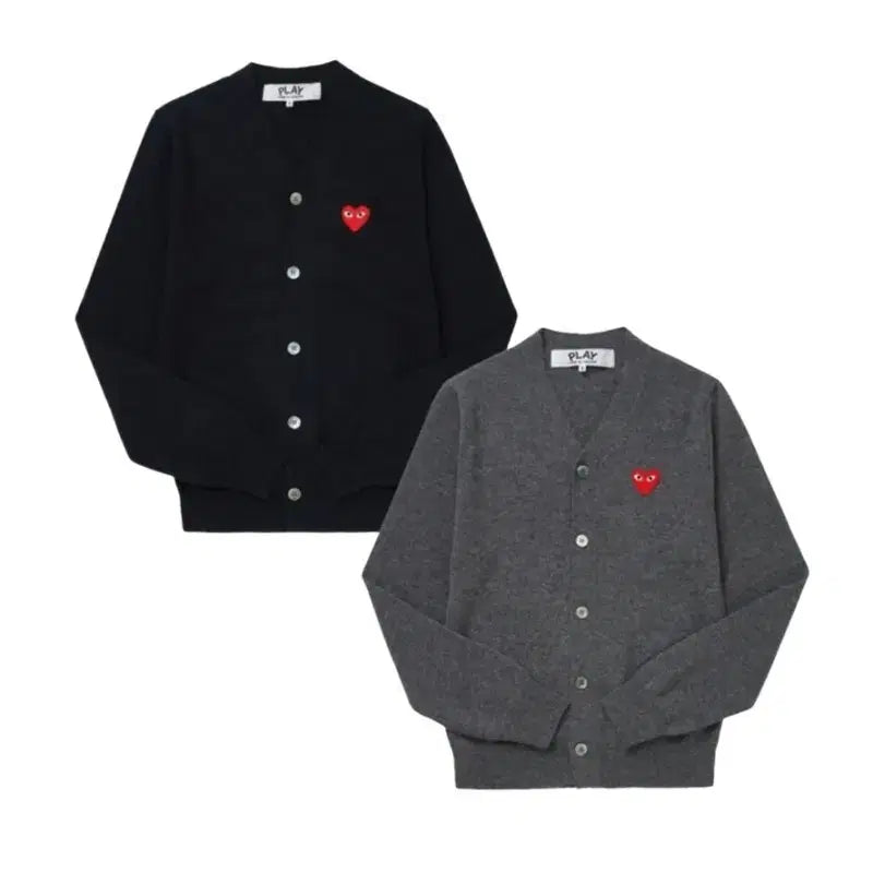 [BUNJANG] Comme des Garcons Red Emblem Cardigan Black/Charcoal / 꼼데가르송 레드와펜 가디건 블랙/차콜