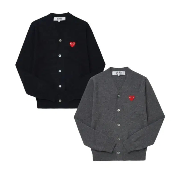 [BUNJANG] Comme des Garcons Red Emblem Cardigan Black/Charcoal / 꼼데가르송 레드와펜 가디건 블랙/차콜