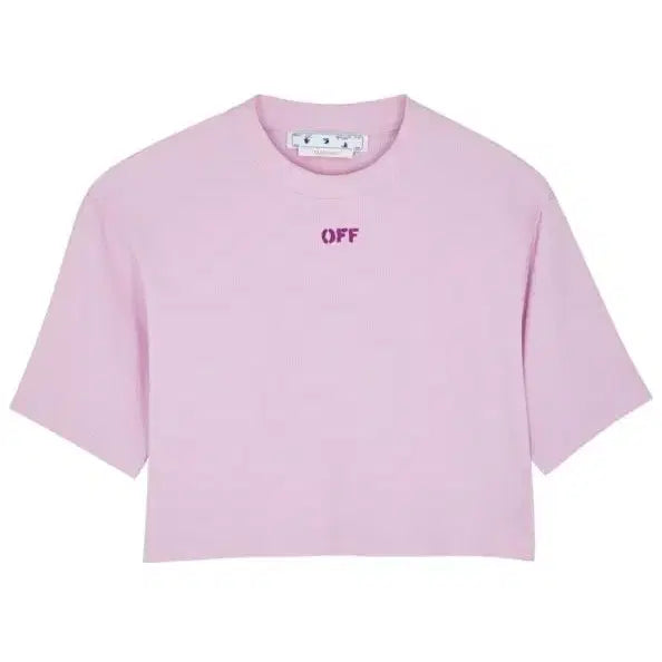 [BUNJANG] Off-White Off Stamp Crop T-shirt / [xs] 오프화이트 오프 스탬프 립 크롭 티셔츠 핑크