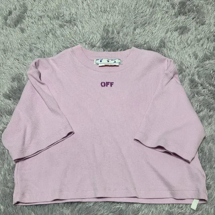 [BUNJANG] Off-White Off Stamp Crop T-shirt / [xs] 오프화이트 오프 스탬프 립 크롭 티셔츠 핑크