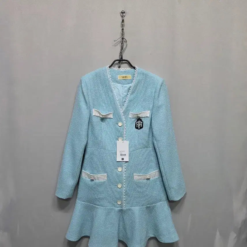 [BUNJANG] MUJEL Tweed Dress Sky Blue / MUJEL 뮤젤 트위드 원피스 하늘색