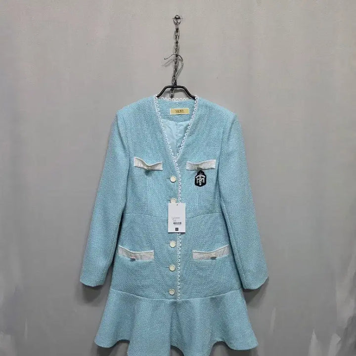 [BUNJANG] MUJEL Tweed Dress Sky Blue / MUJEL 뮤젤 트위드 원피스 하늘색