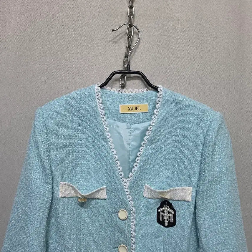[BUNJANG] MUJEL Tweed Dress Sky Blue / MUJEL 뮤젤 트위드 원피스 하늘색