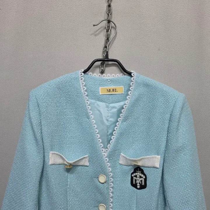 [BUNJANG] MUJEL Tweed Dress Sky Blue / MUJEL 뮤젤 트위드 원피스 하늘색
