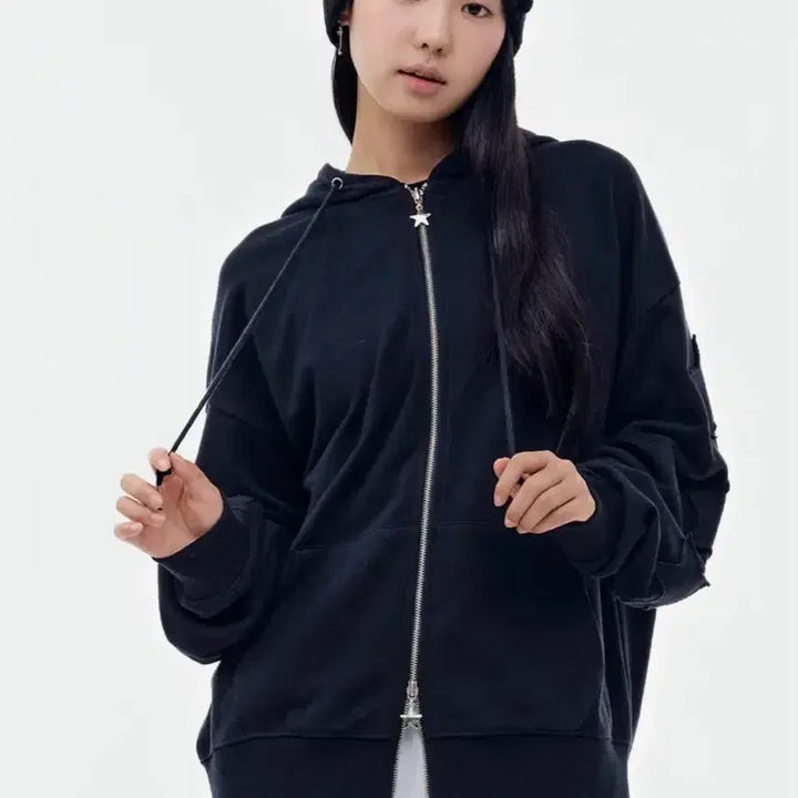 [BUNJANG] Tuomio Star Patch Hooded Zip-up Navy 1 Size / 뚜오미오 스타패치 후드집업 네이비 1사이즈 새상품