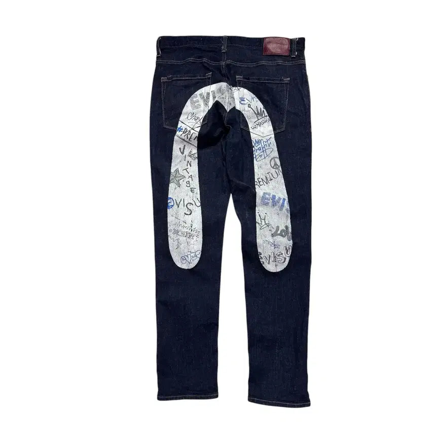 [BUNJANG] EVISU Big Logo Printed Baggy Pants / 에비수 빅로고 프린팅 베기팬츠