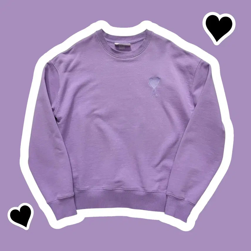 [BUNJANG] AMI Big Heart Lilac Sweatshirt / 정품 아미 빅하트 라일락 맨투맨