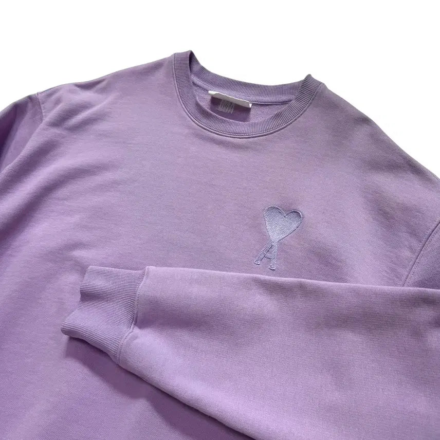 [BUNJANG] AMI Big Heart Lilac Sweatshirt / 정품 아미 빅하트 라일락 맨투맨