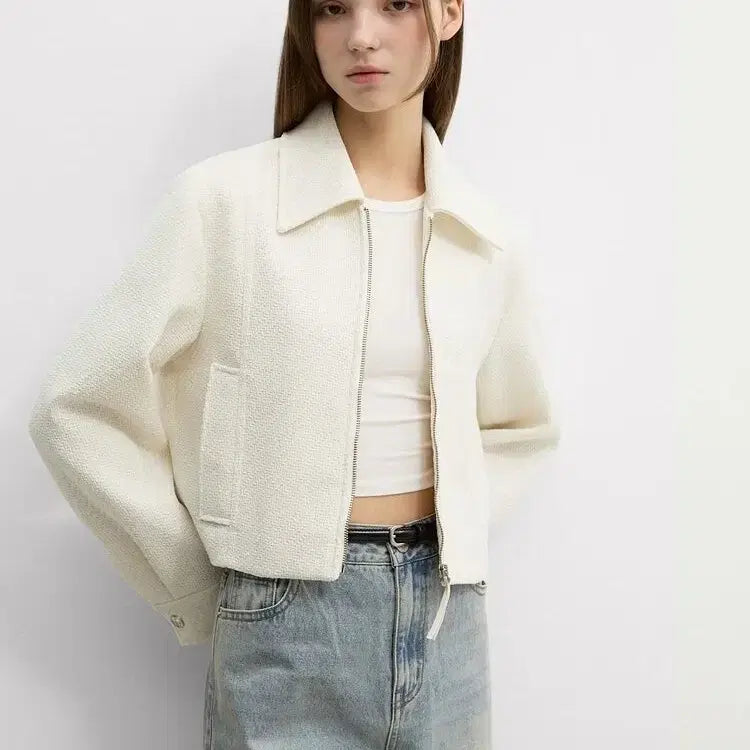 [BUNJANG] Sistina Tweed Cropped Jacket (Ivory) / 새상품/정가 18만/ 시스티나 트위드 자켓