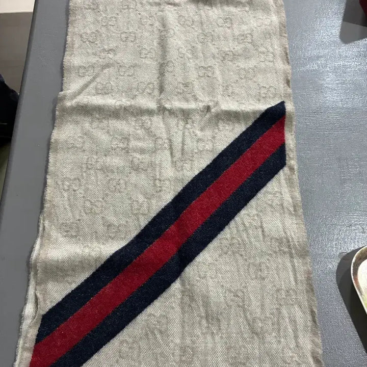 [BUNJANG] Gucci GG Logo Striped Wool Scarf / 구찌 GG 로고 스트라이프 울 머플러