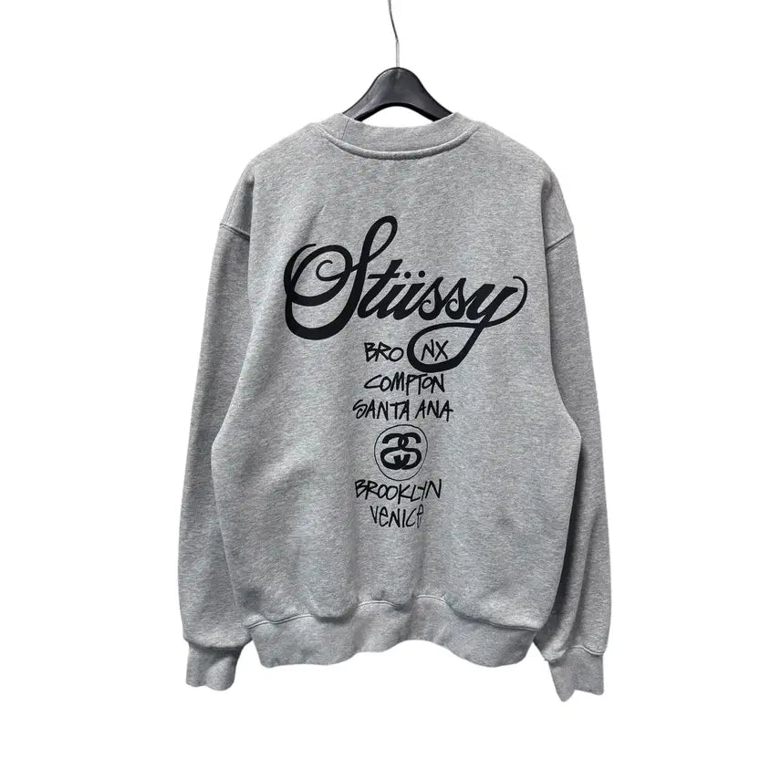 [BUNJANG] Stussy World Tour Gray Sweatshirt / 정품 스투시 월드투어 그레이 맨투맨