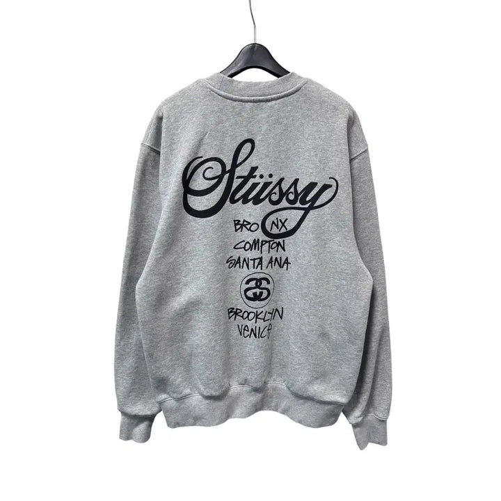[BUNJANG] Stussy World Tour Gray Sweatshirt / 정품 스투시 월드투어 그레이 맨투맨