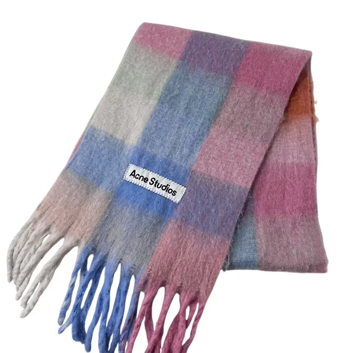 [BUNJANG] Acne Studios Mohair Check Scarf / 정품 아크네 스튜디오 모헤어 체크 핑크 라이트 블루 머플러