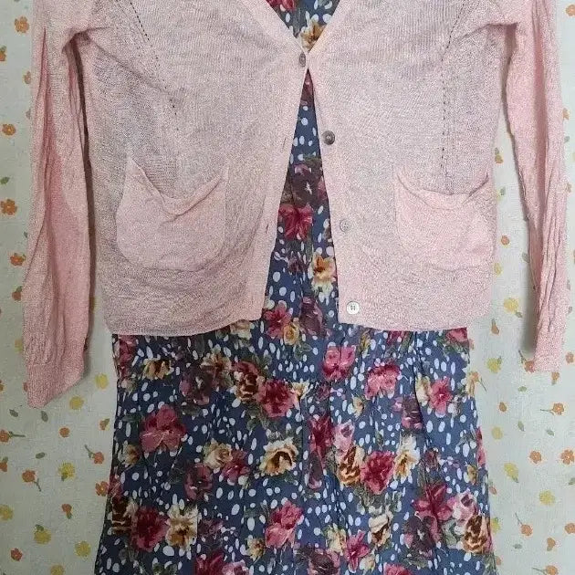 [BUNJANG] Floral Print Mini Dress / 90-95"*H라인잔꽃무늬라운드미니원피스